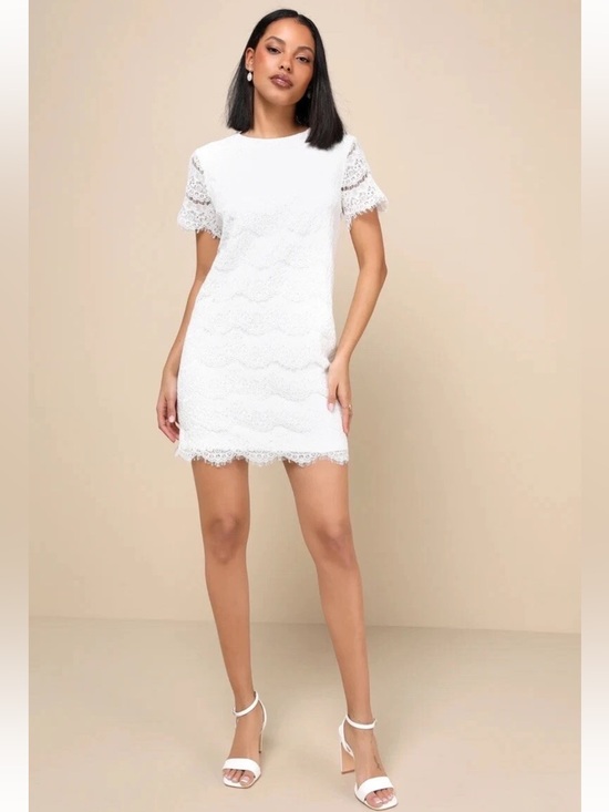 Lulus Dresses & Skirts - Lulus Take Me To Brunch Ivory Lace Shift Dress size Small